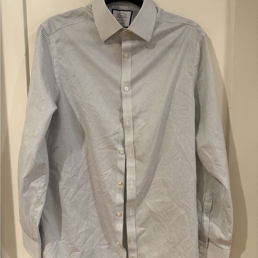 Charles Tyrwhitt Olive Green Grid Dress Shirt